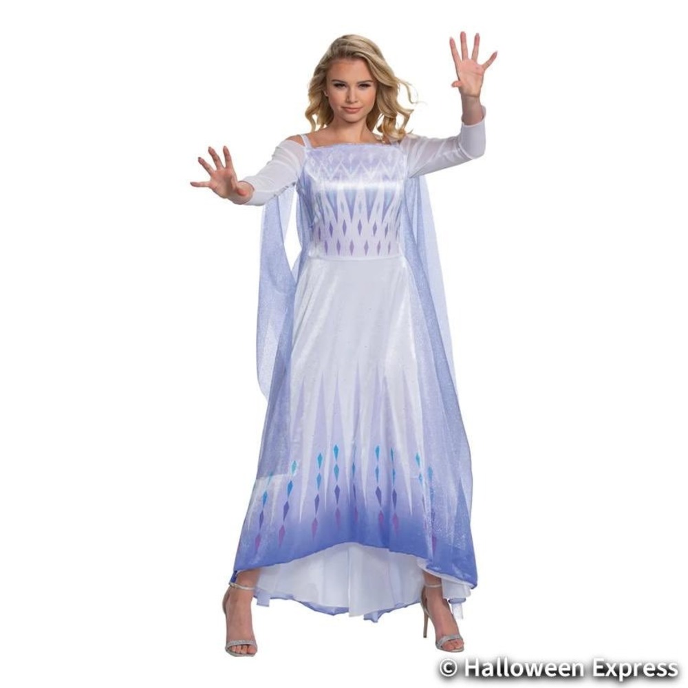 Disney Frozen Elsa Snow Queen Costume Dress White Blue Purple Glitter Cape 1X